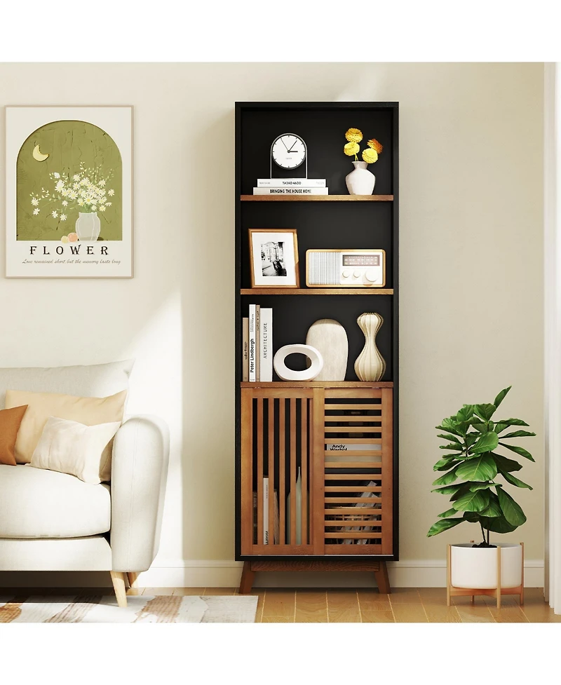 Slickblue Tall 70" Bookcase 5-Tier with Adjustable Storage Shelf