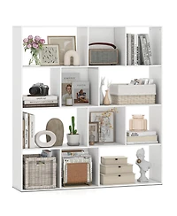 Slickblue 4-Tier Open Shelf Bookcase with 12 Storage Compartments