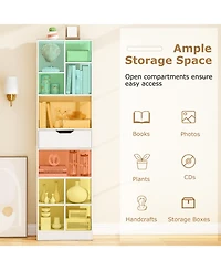 Slickblue 71 Inch Bookcase with Drawer and 10 Storage Compartments