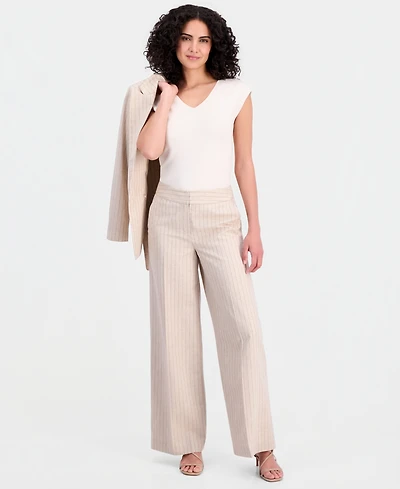 Tahari Asl Women's Pinstripe Wide-Leg Pants