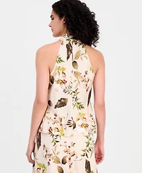 Tahari Asl Women's Sleeveless Floral Tie-Neck Top