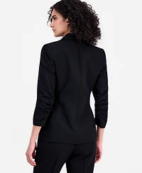 Tahari Asl Women's Ruched-Sleeve Double-Breasted Blazer