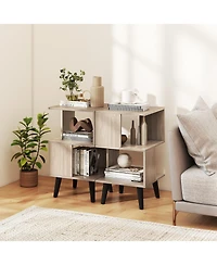 Slickblue 3-Tier Geometric Bookshelf Set of 2 with Open Shelves