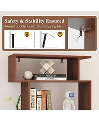 Sugift 6-Tier Geometric Bookshelf with 2 Anti-Tipping Kits for Home Office