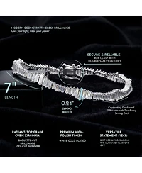 Rachel Glauber White Gold Plated Clear Cubic Zirconia Tennis Bracelet