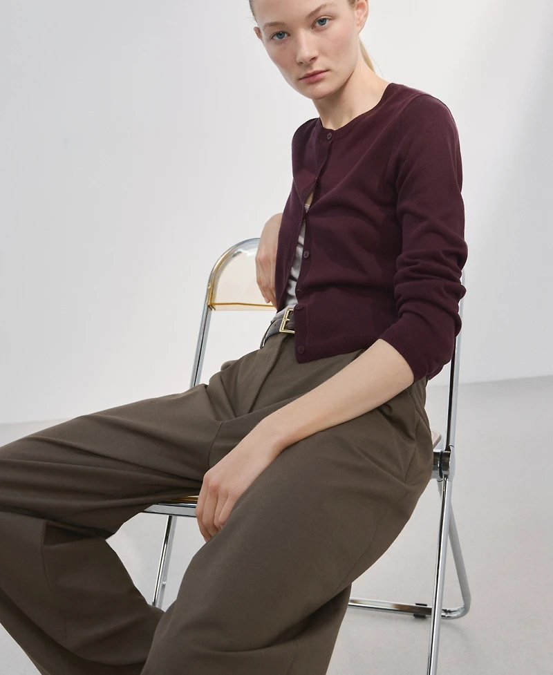 Mango Women's Fine-Knit Straight-Fit Cardigan