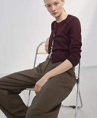 Mango Women's Fine-Knit Straight-Fit Cardigan