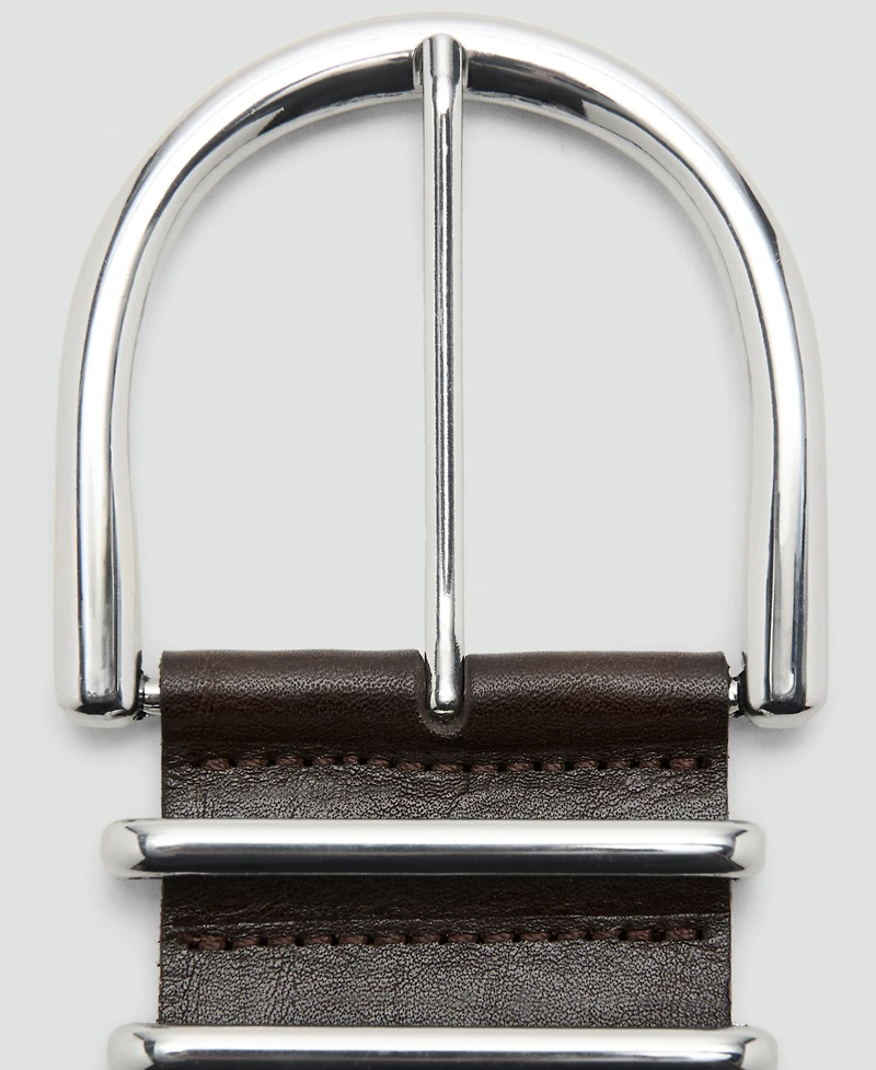 Mango Women's Oval Buckle Leather Belt