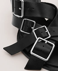 Mango Women's Buckles Leather Strap Sandals