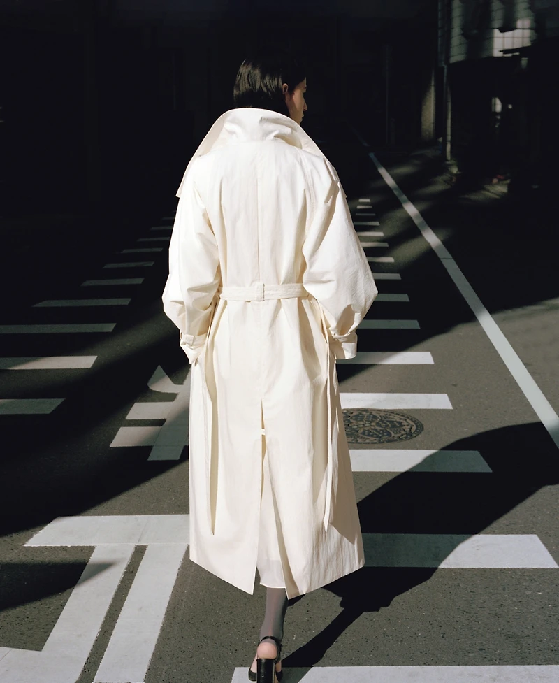 Mango Women's Oversized Funnel-Neck Belt Trench Coat