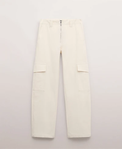 Mango Women's Mid-Rise Pockets Cargo Pants