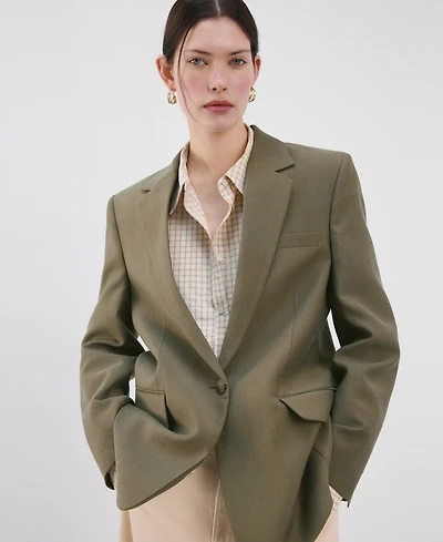 Mango Women's Lapel Pockets Straight Suit Jacket