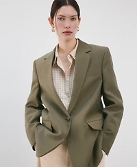 Mango Women's Lapel Pockets Straight Suit Jacket