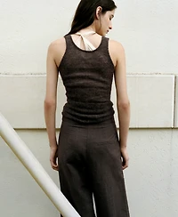 Mango Women's Asymmetrical Semi-Sheer Alpaca Top