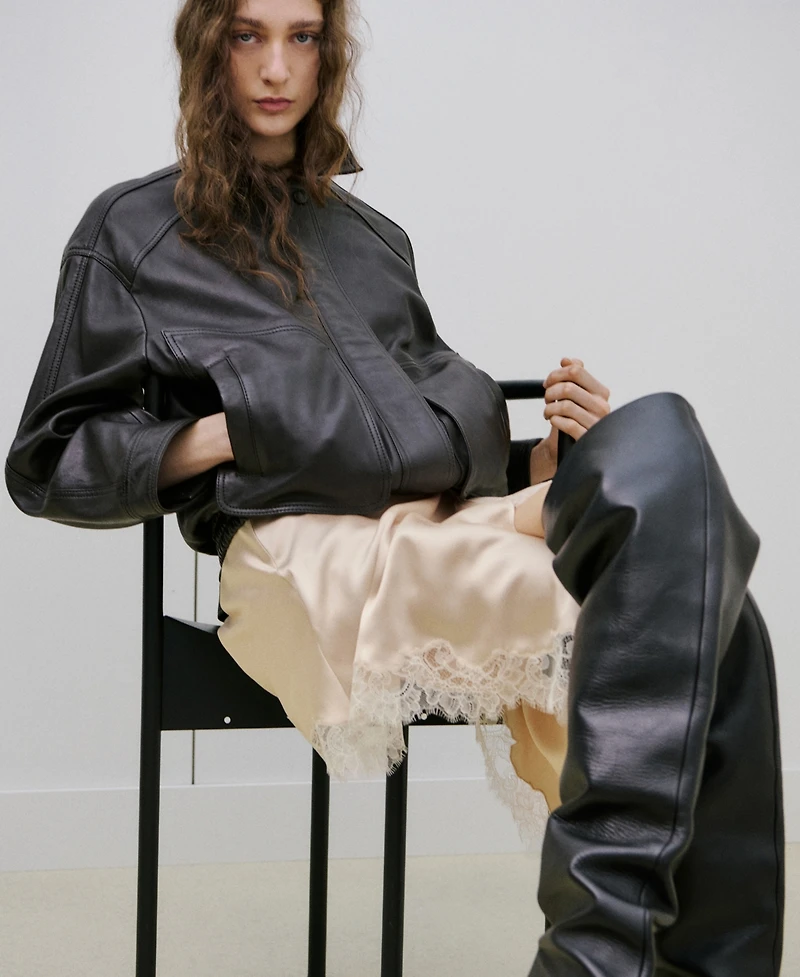 Mango Women's Lingerie Wrap Slit Skirt