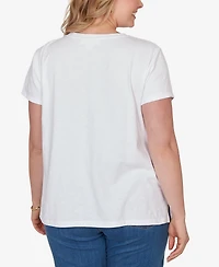 Ruby Rd. Plus Paisley Lace Solid Knit T-Shirt