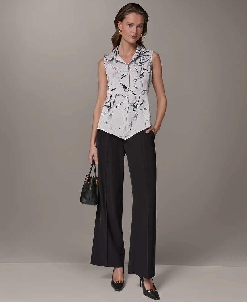 Donna Karan New York Petite Printed Collared Blouse