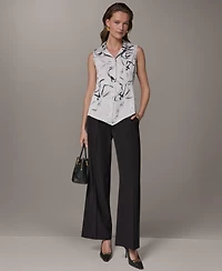 Donna Karan New York Petite Printed Collared Blouse