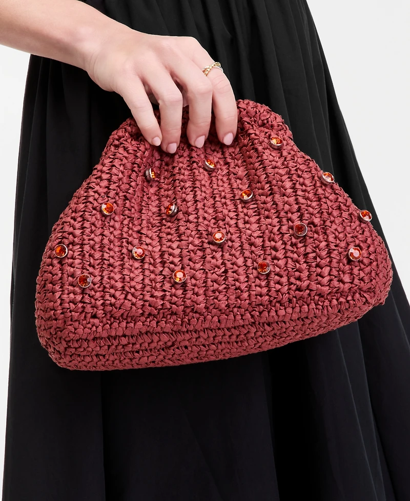 On 34th Crochet Raffia Shoulder Bag, Macy's Exclusive