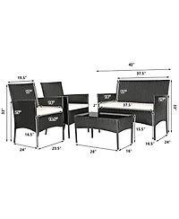 Gymax 8PCS Outdoor Furniture Set Patio Rattan Conversation Set w/ Cushion