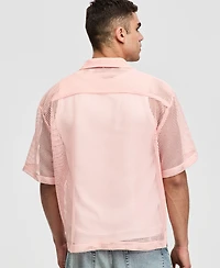Mode of One Men's Boxy-Fit Short-Sleeve Mesh Shirt, Macy's Exclusive