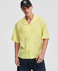 Mode of One Men's Boxy-Fit Short-Sleeve Linen Shirt, Macy's Exclusive