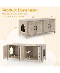 Gymax Cat Litter Box Enclosure for 2 Cats w/ Double Rooms Wooden Washroom Cabinet