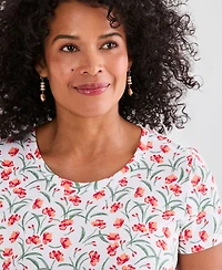 Style & Co Petite Short-Sleeve Floral Print Crewneck T-Shirt, Macy's Exclusive