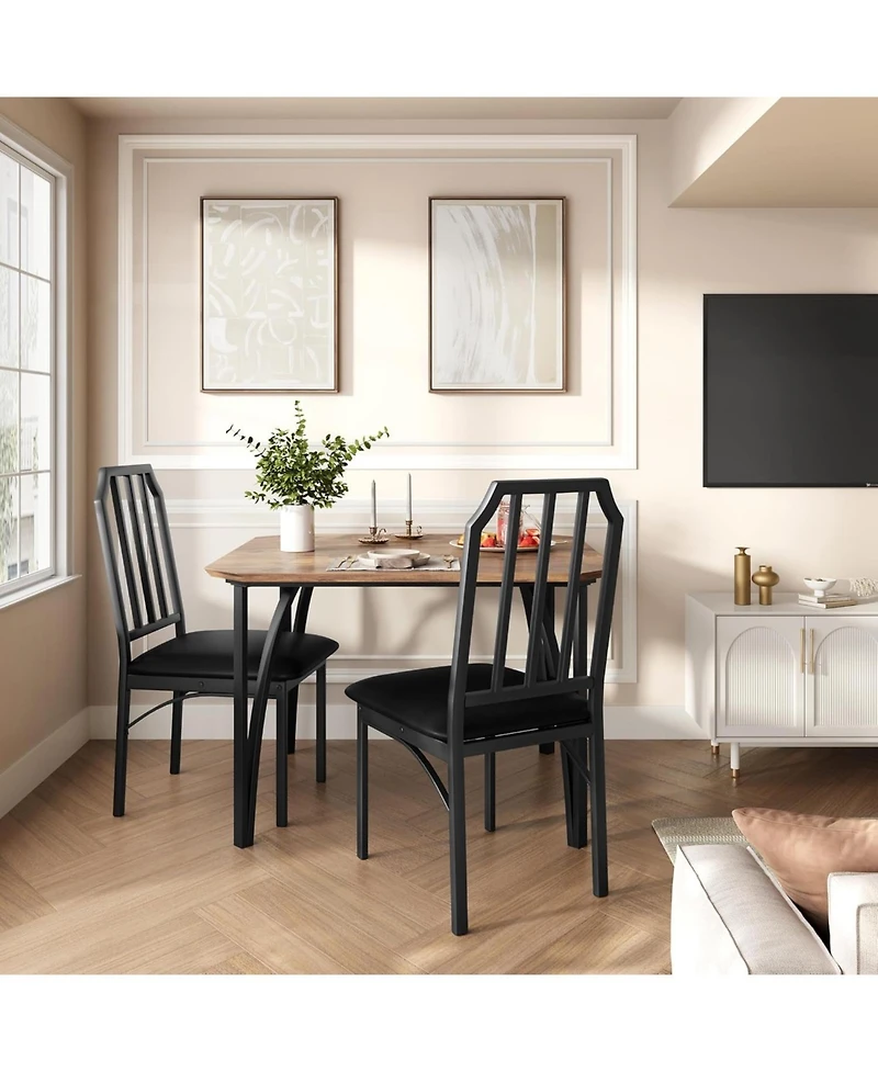 gaomon 5-Piece Dining Table Set for 4, Chamfer Design, Cushioned Chairs, Small Space Kitchen Table, Apartment Ready