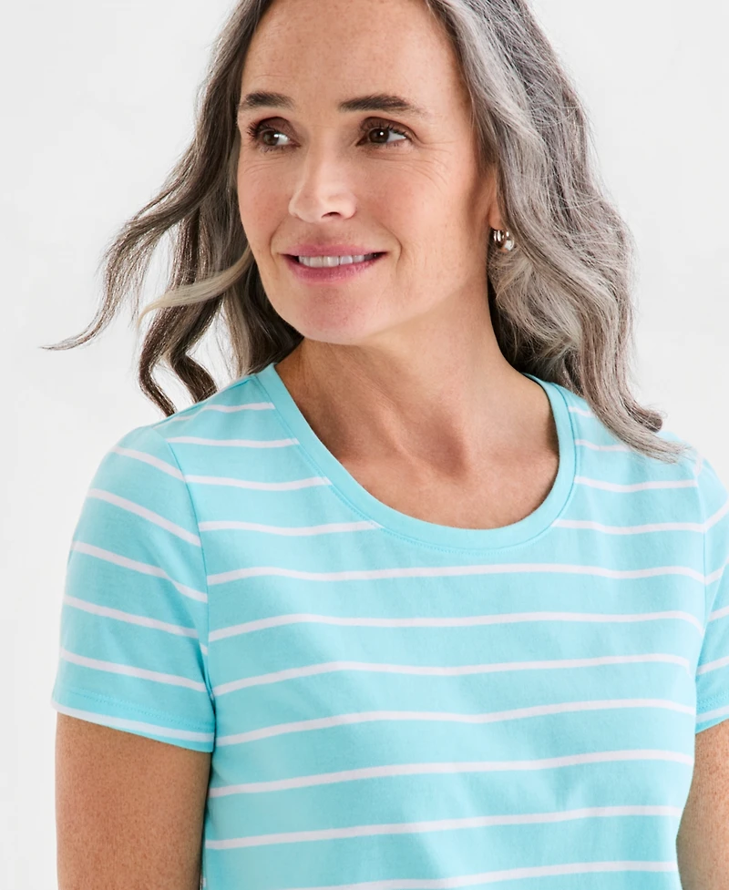 Style & Co Petite Short-Sleeve Stripe Crewneck T-Shirt, Macy's Exclusive