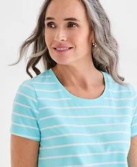 Style & Co Petite Short-Sleeve Stripe Crewneck T-Shirt, Macy's Exclusive