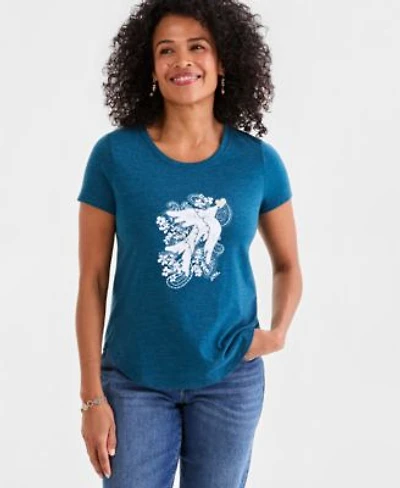 Style Co Womens Printed Short Sleeve Crewneck T Shirt Macys Exclusive