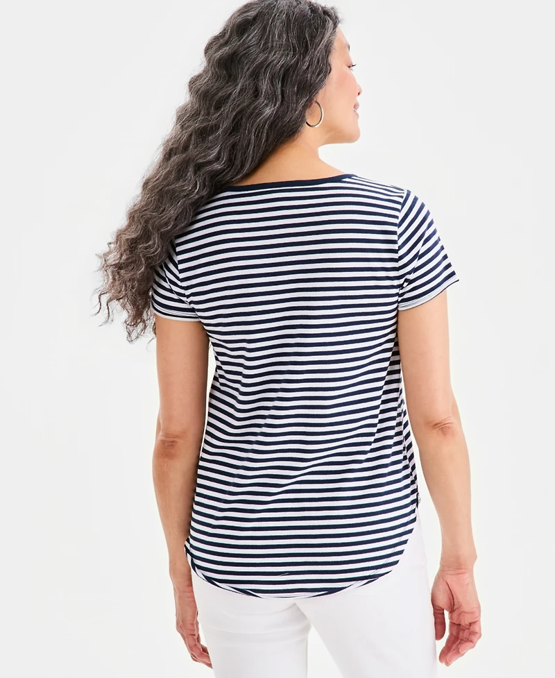 Style & Co Women's Printed Short-Sleeve Scoop-Neck Top, Macy's Exclusive