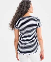 Style & Co Women's Printed Short-Sleeve Scoop-Neck Top, Macy's Exclusive
