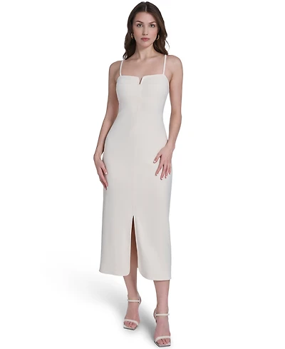 Vince Camuto Women's Sweetheart Neck Front Slit Midi Dress