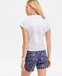 I.n.c. International Concepts Women's Linen-Blend Wrap Blouse, Exclusively at Macy's