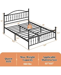 gaomon Size Metal Platform Bed Frame with Victorian Style Wrought Iron-Art Headboard and Footboard,Mattress Foundation,Under Bed Storage,Noise