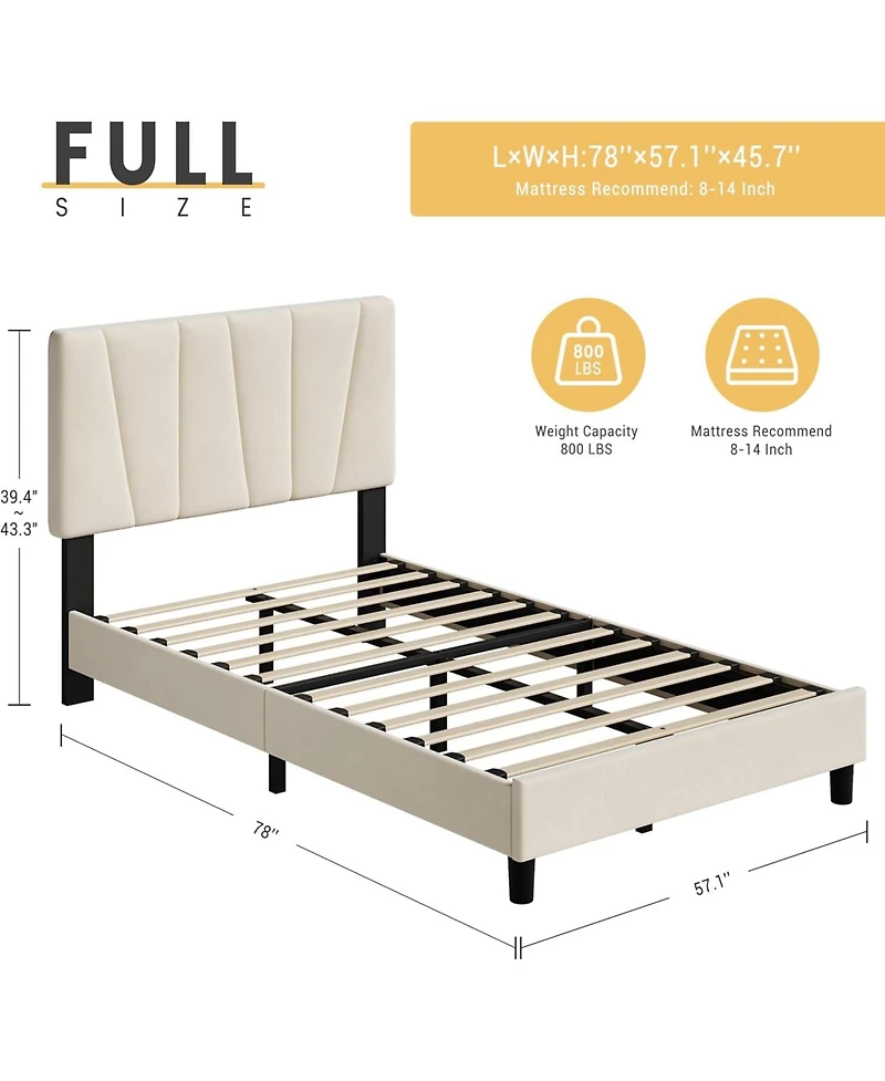 gaomon Full Bed Frame with Headboard, Strong Wood Slats, No Box Spring Needed, Easy Assembly