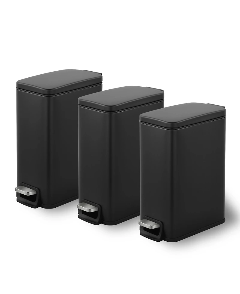 Mega Casa 3 Pack 1.6 Gallon Stainless Steel Slim Bathroom Trash Can Combo with Lid, for Bedroom and Office