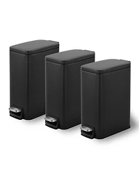 Mega Casa 3 Pack 1.6 Gallon Stainless Steel Slim Bathroom Trash Can Combo with Lid, for Bedroom and Office