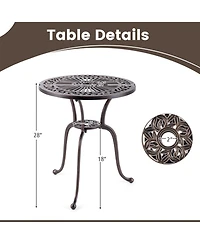 Clihome 24" Round Cast Aluminum Patio Bistro Table with 2" Umbrella Hole