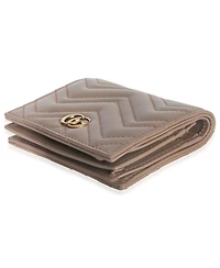 Pre-Owned Gucci Porcelain Rose Matelasse Calfskin Gg Card Case Wallet