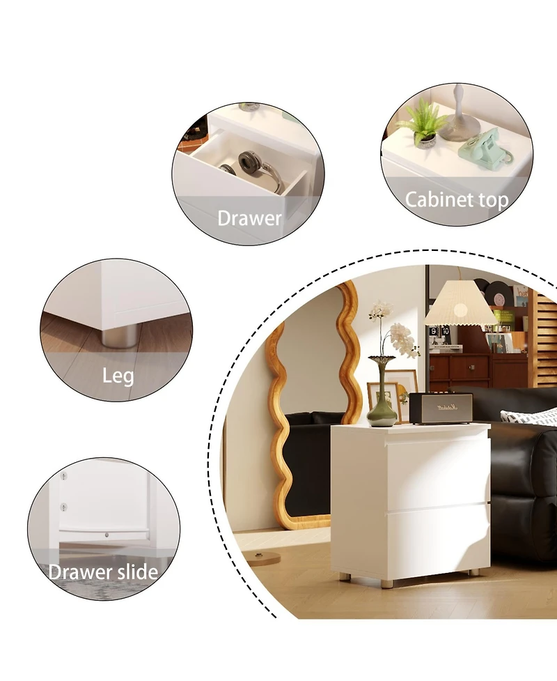 Famapy 2-Drawer Nightstand, End Table, Bedroom Bedside Dresser Chest