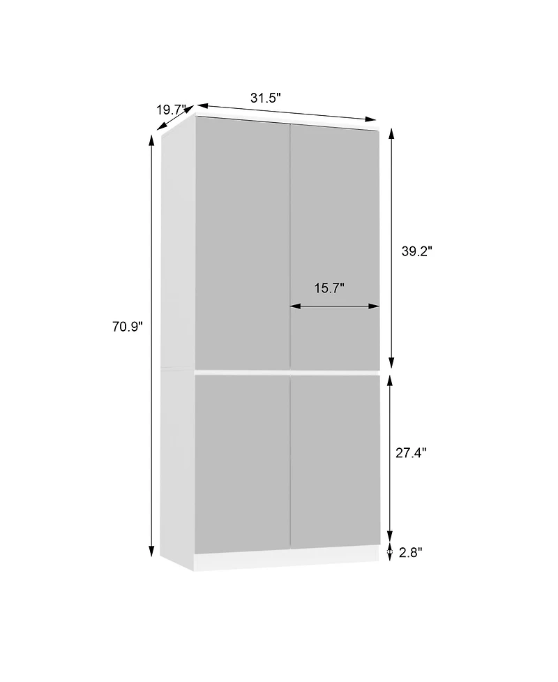 Famapy High Gloss Mirrored Doors Wardrobe Armoires with 4 Mirror Doors