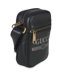 Pre-Owned Gucci Black Pebbled Calfskin Vintage Logo Messenger Bag