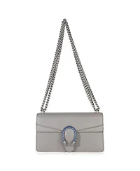 Pre-Owned Gucci Dusty Grey Pebbled Calfskin Small Dionysus Shoulder Bag