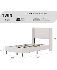 gaomon Soft Upholstered Platform Bed Frame with Wingback Headboard – Sturdy Wooden Slats, Noise-Free, No Box Spring Needed