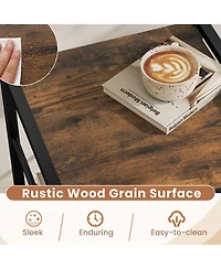 Sugift Industrial Nightstand with Fabric Drawer and Open Storage Shelf