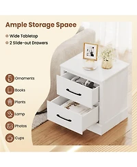 Sugift Compact Wooden Floor Nightstand with Storage Drawers