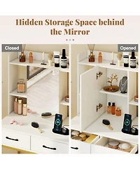 Sugift Vanity Desk with Storage Drawers and Charging Station